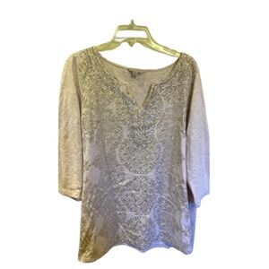 Laura Ashley Embellished Split Neck Pullover